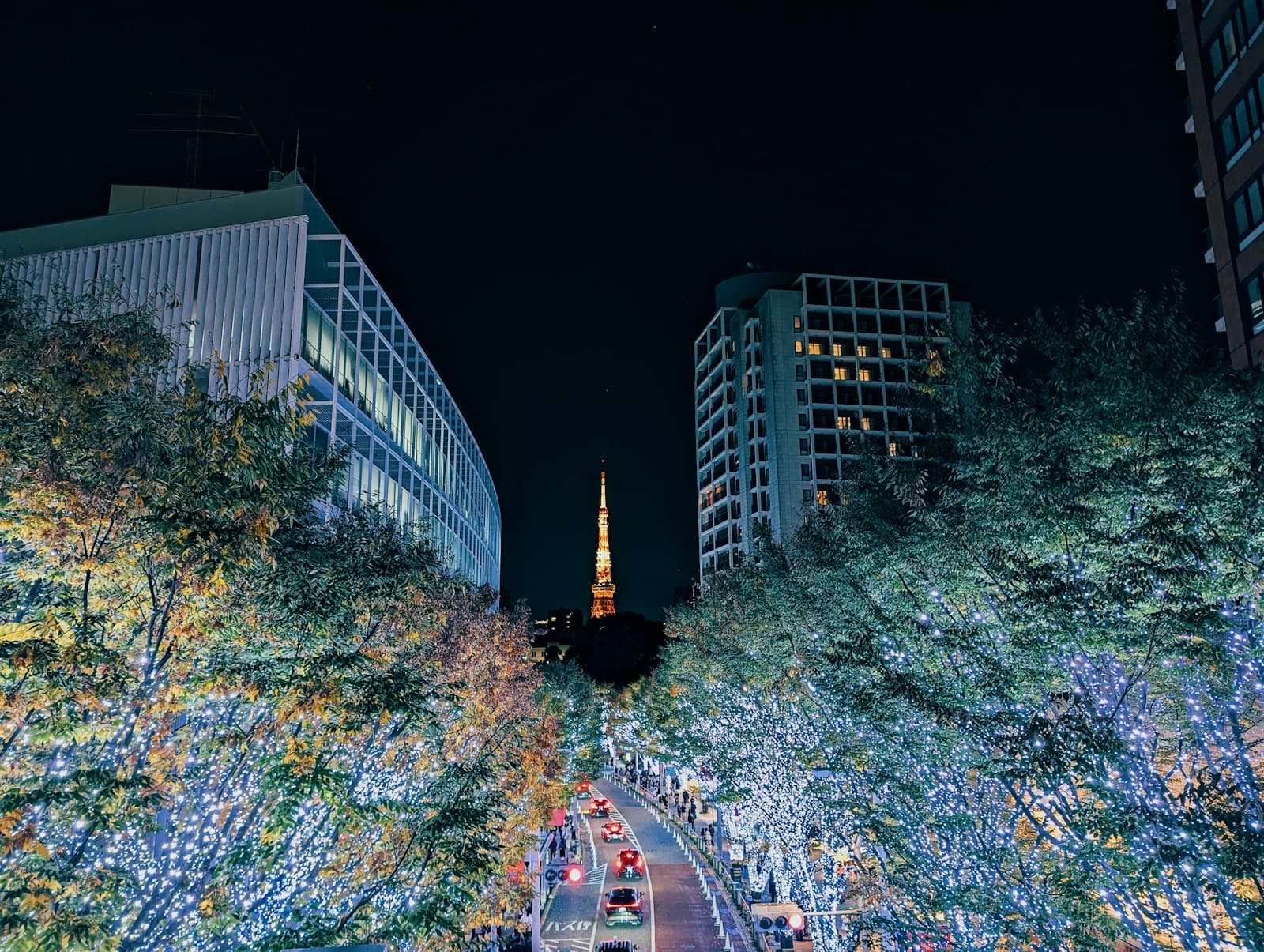 Tokyo at night with illuminated Tokyo Tower and city lights