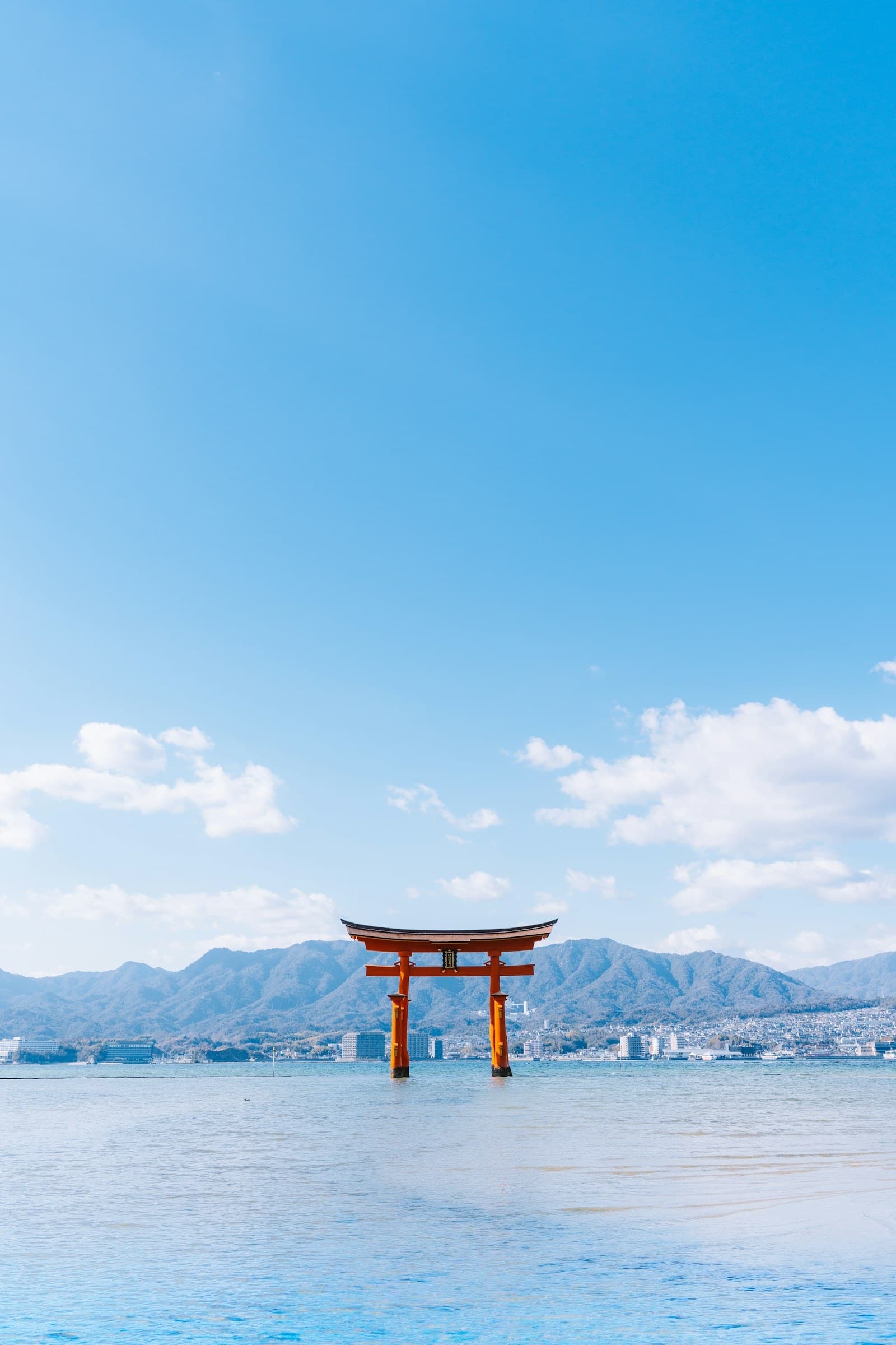 Itsukushima Shrine's floating vermilion torii gate off Miyajima Island