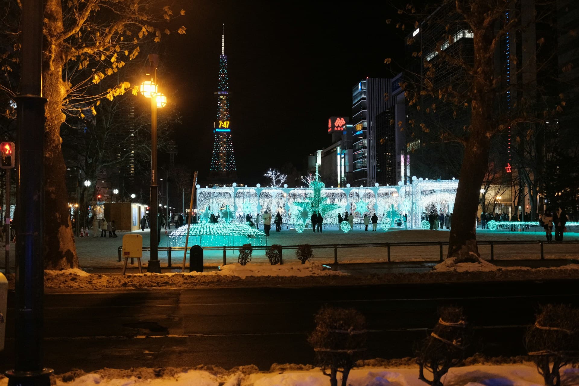 Winter illumination lights in a Japanese city